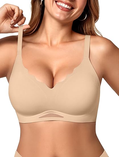 Scalloped Wireless Bras with  Mesh