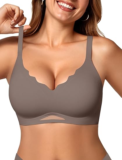 Scalloped Wireless Bras with  Mesh